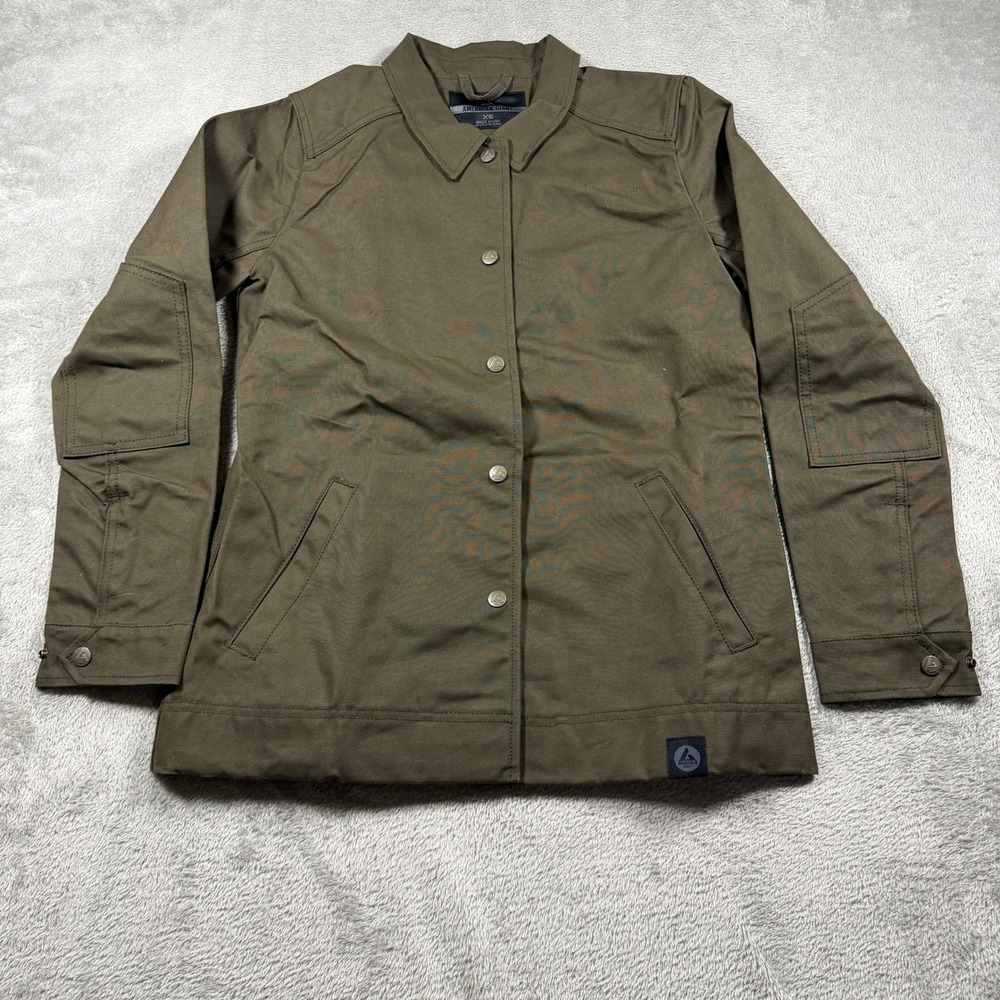 American Giant Utility Jacket Womens XS Olive Green Canvas Snap Front DWR USA